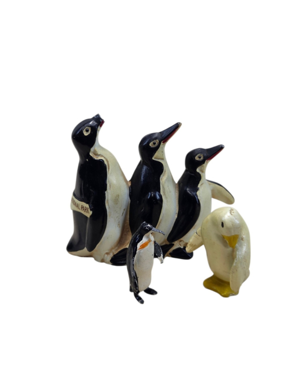 Lot of Vintage Painted Cast Metal Miniature Souvenir Penguins Yosemite 1950's